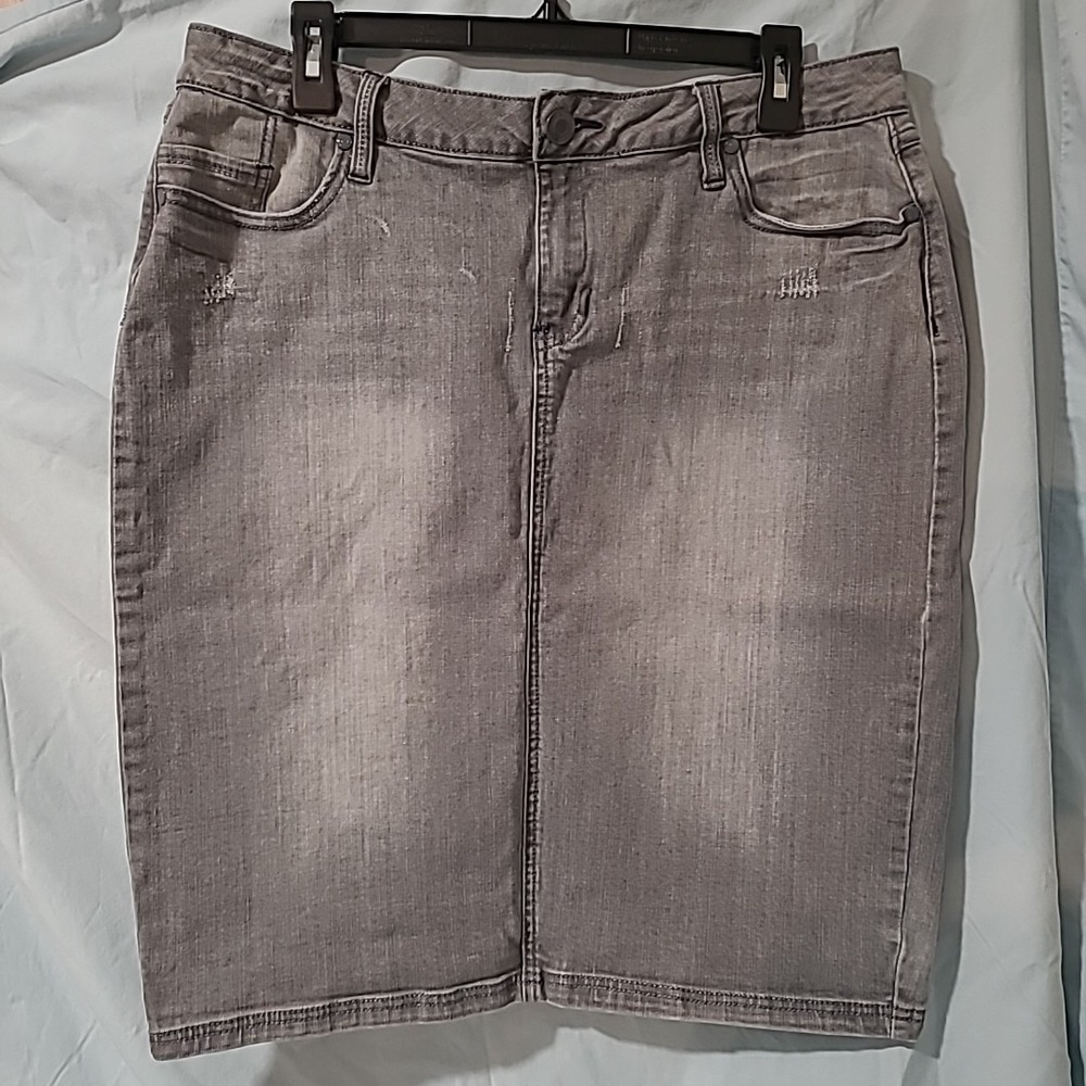 Lane Bryant Gray Faded Denim Jean Pencil Skirt Women's Sz 16 Y2K Style Stretch